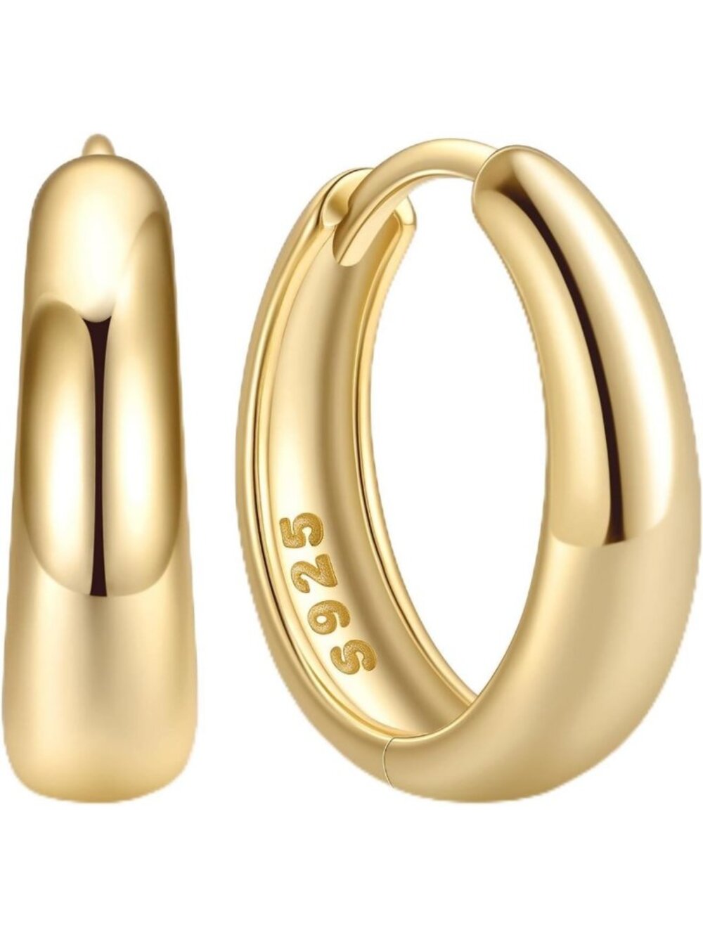 Stylish Solid 925 Sterling Silver Chunky Hoop Earrings for Women, 8-14MM